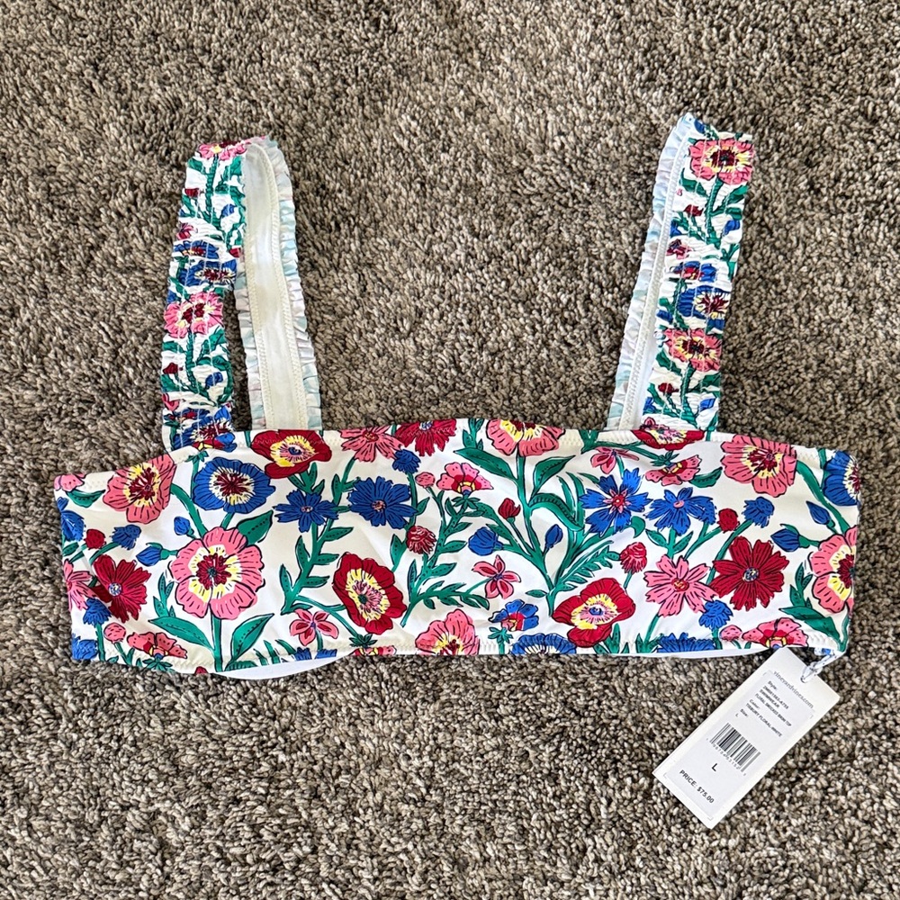 Vineyard Vines Floral Smocked Bikini Top
